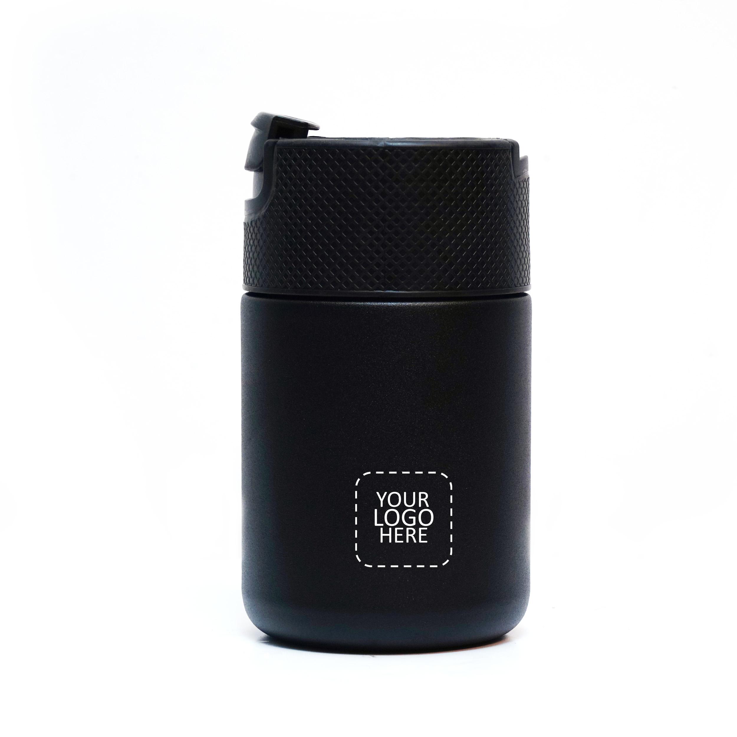Black Portable Travel Mug with Logo